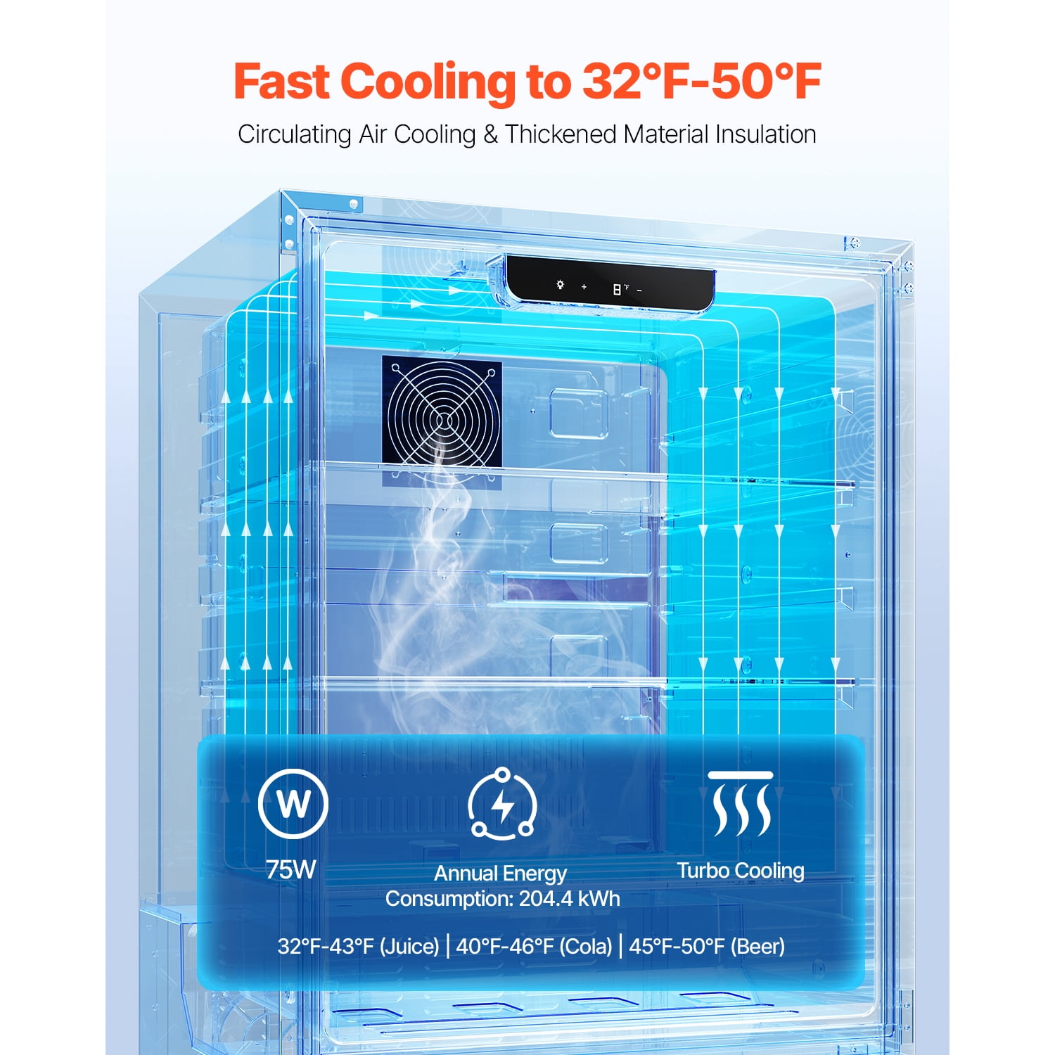 KFFKFF 24 Inch Under Counter Refrigerator, 180 Cans Beverage Refrigerator for Patio & Kitchen, Beverage Cooler for Home & Commercial Use