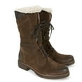 thumbnail image 4 of jsaierl Women's Snow Boots Suede Mid Calf Boots Round Toe Lace-up Plush Thick Knight Boots, 4 of 7