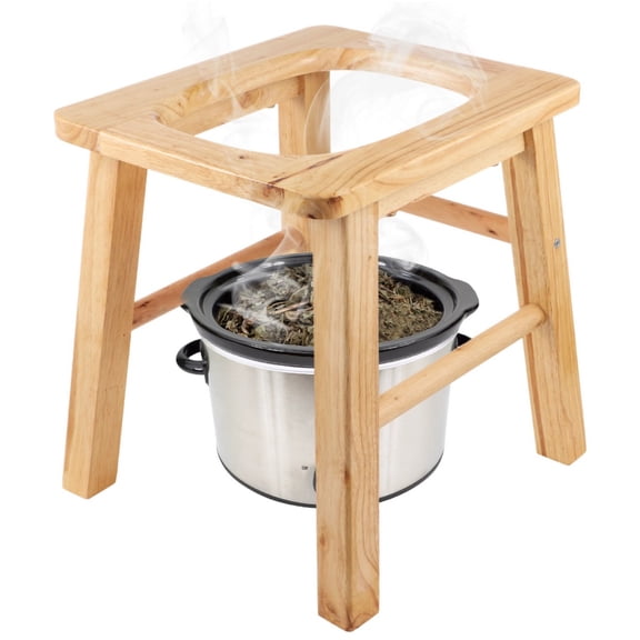 4-Leg Wooden Steam Chair, Wood Herb Steaming Seat, Home Steaming Chair Steam, Steaming Physiotherapy Chair for Women Elderly