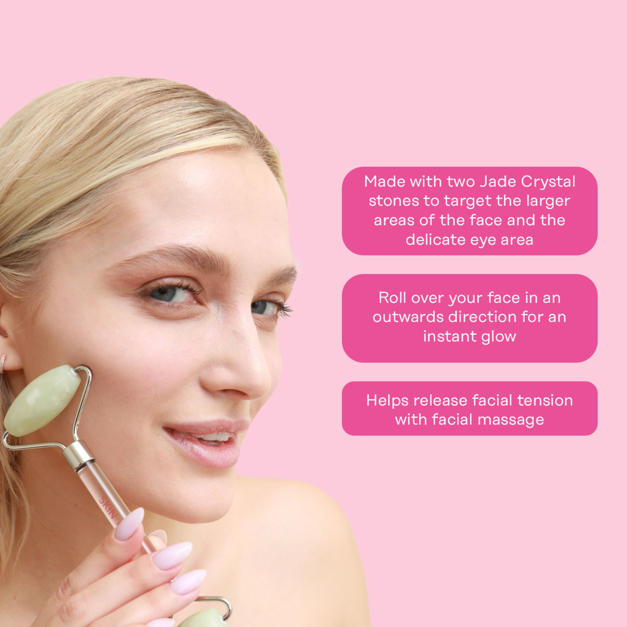 Skin Gym Jade Facial Workout Set with Facial Roller and Sculpty Heart Gua Sha Tools