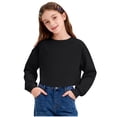 thumbnail image 2 of Cowsor Hauts Courts pour Filles, Chandail à Manches Longues pour Enfants, Chandails en Molleton Courts à Col Rond pour Filles, 2 of 7