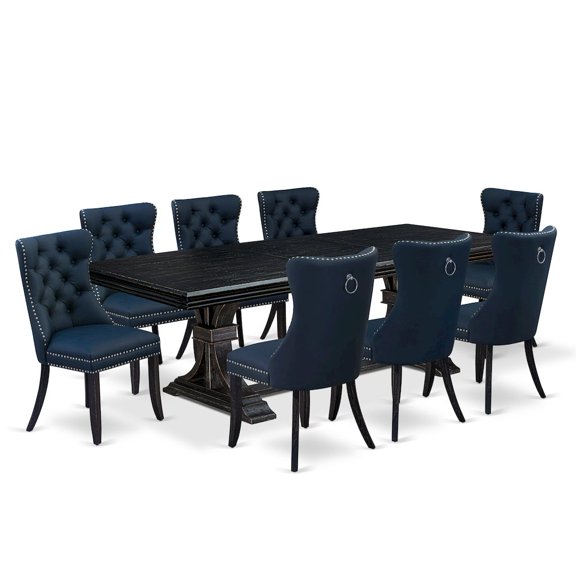 Luxe by East West Furniture 9 piece modern dining set a dinner table and 8 Faux Leather kitchen Chairs