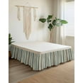 thumbnail image 2 of Boho Vertical Stripes Bed Skirt Queen Size 18" Drop Green Beige Simple Lines Ruffled Wrap Around Bed Skirts Adjustable Elastic Bedskirt Dust Ruffle for Queen Size Bed, 2 of 7