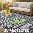 thumbnail image 4 of Smiry Outdoor Rugs 5x8, Waterproof Plastic Straw Geometric Indoor Outdoor Mat for Patio, RV Camping, Deck,Porch, Black and White, 4 of 8