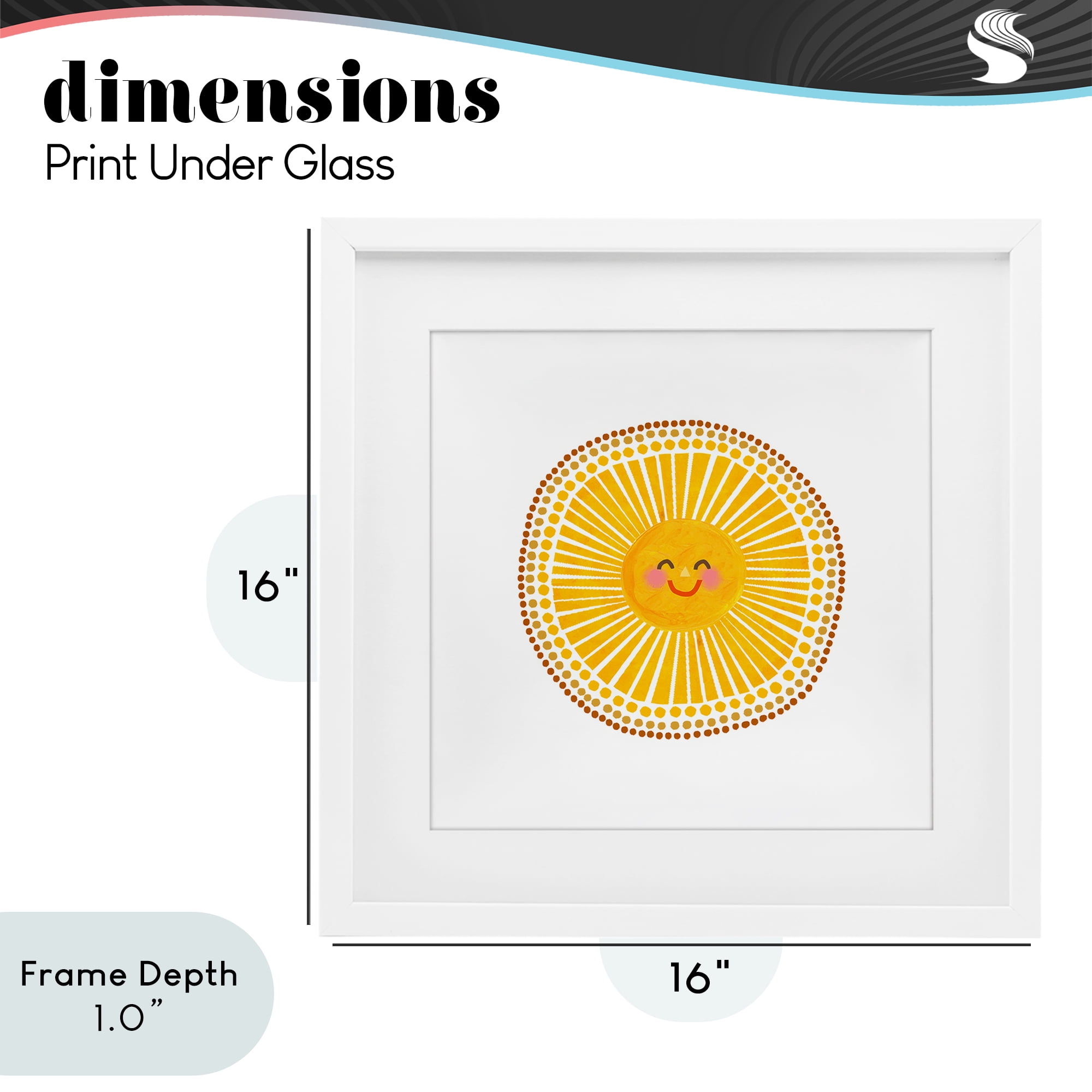 Stupell Industries Yellow Sun's Smile White Framed Print Under Glass, design by Katherine Herrell Studio