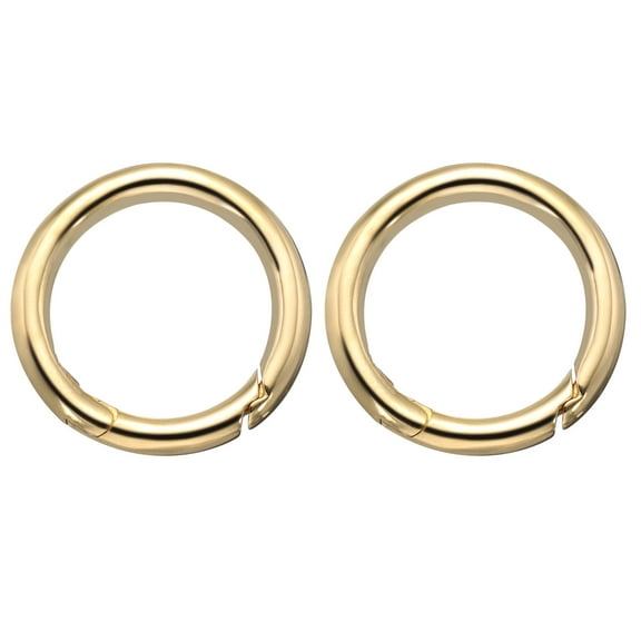 Uxcell 1-1/8 Inch Spring O Rings, 2Pcs Brass Trigger Spring Keyring for Purse DIY Craft
