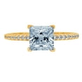 thumbnail image 2 of 1.62 ct Princess Cut Natural Swiss Blue Topaz Solitaire with Accents Engagement Ring for Women in 18K Yellow Gold, 2 of 2