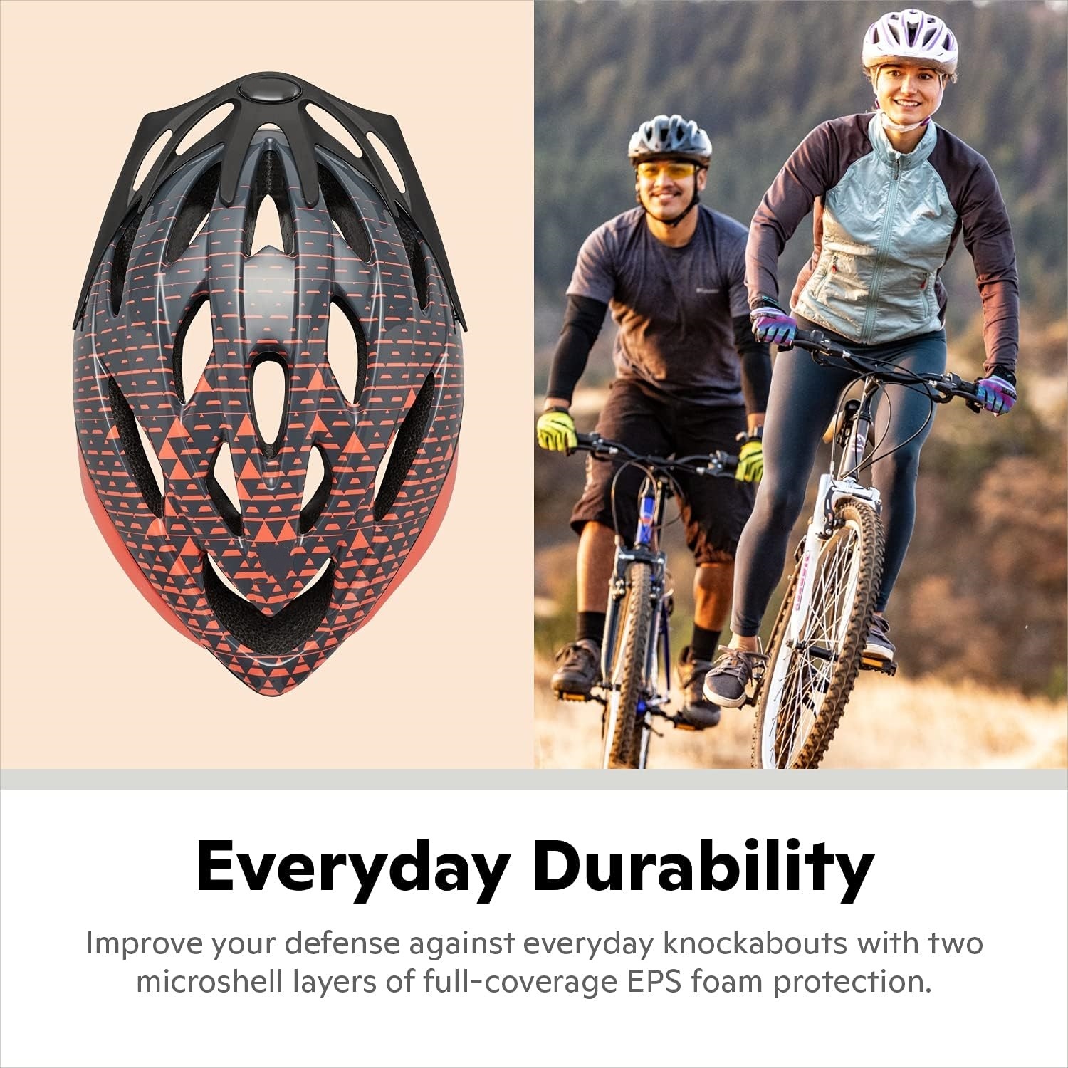 Helmet for Adults, Size 58-62 cm for Riders Ages 14+, Microshell, Adjustable Dial & Straps, Interior Padding, Air Vents, Lighted or Unlit, Visor, Adult Bike Helmet