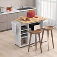 thumbnail image 2 of Topbuy Kitchen Island Cart with Drop-Leaf & Power Outlet Rolling Kitchen Cart on Wheels with Microwave Shelf Glass Holder White & Natural, 2 of 9