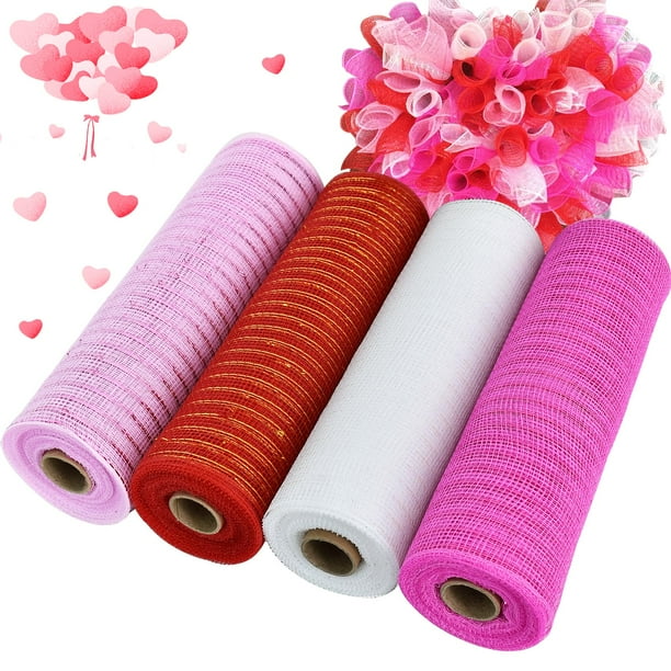 Juego de 4 rollos de cinta decorativa de malla TONIFUL de 25 cm x 9 m