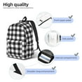 thumbnail image 5 of Balery Black White Plaid Vintage Canvas Backpack for Men and Women - Large Capacity, Durable Travel Laptop Bag for School, Work, Hiking, and Outdoor Activities, 5 of 7