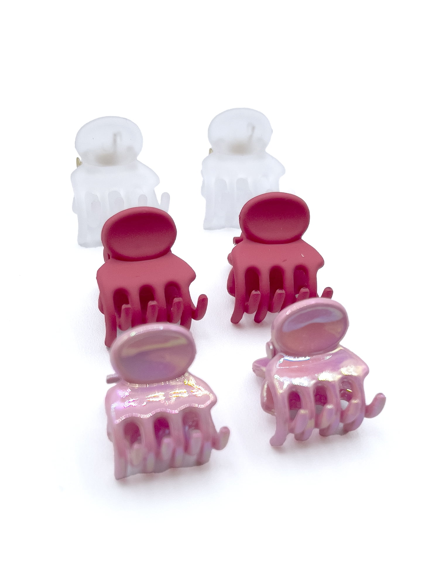 Time and Tru Women's Plastic Hair Claw Clips, 9-Pack, Pink
