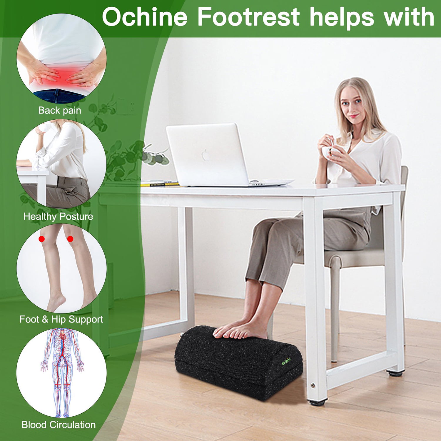 Foot Rest for Under Desk at Work, Ergonomic Foot Stool with 2 Adjustable  Heights for Office, Work, Car, Gaming, Computer, Soft Foot Cushion with  Memory Foam, Washable Velvet Cover, Non Slip 