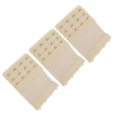 Lacy White Bra - More of Me to Love Stretch Elastic Bra Extender, 4-Hook, Beige (3-Pack)