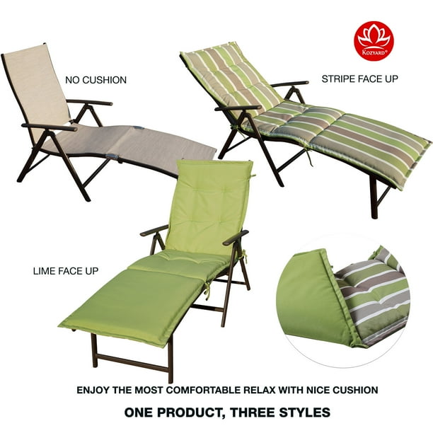 Kozyard Cozy Aluminum Beach Yard Pool Folding Reclining Beige With Lime Cushion Com - Kozyard Reclining Chaise Lounge Chair Kozyard Cozy Aluminum Beach Yard Pool Folding Reclining Beige With Lime Cushion Com - Kozyard Reclining Chaise Lounge Chair
