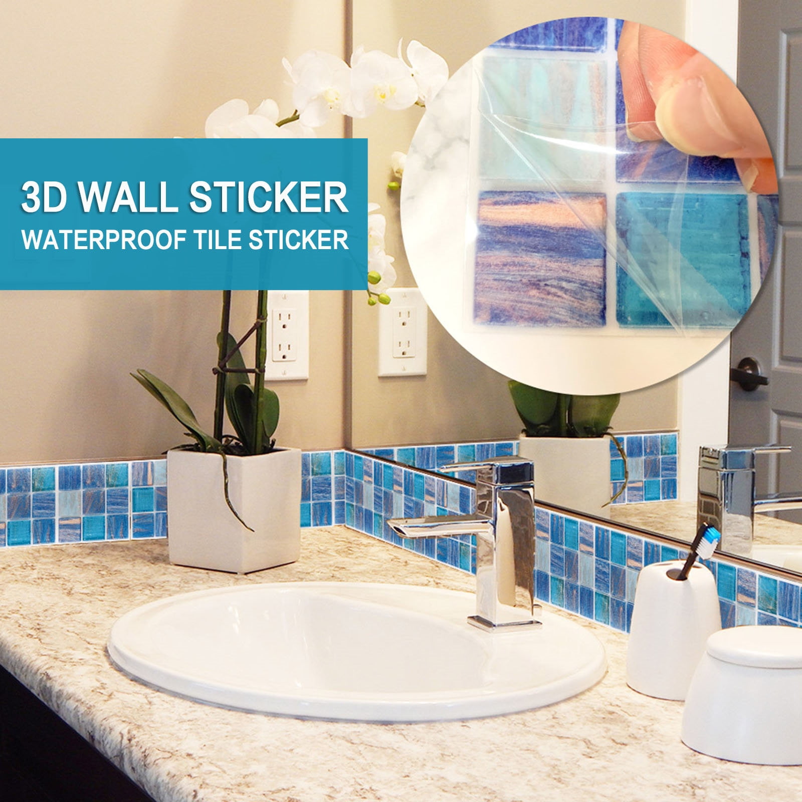 1Set 15Pc 3D Tile Sticker SelfAdhesive Diy Waterproof Tile Wall