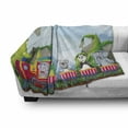 thumbnail image 3 of Cartoon Soft Flannel Fleece Throw Blanket, Various Animals Riding on Train in the Park with Mountains Illustration, Cozy Plush for Indoor and Outdoor Use, 60" x 80", Multicolor, by Ambesonne, 3 of 6