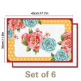 thumbnail image 3 of Linen Placemats Set Of 6 11.8x17.7 Inch,Pioneer Colorful Flowers Fabric Table Mats,Resistant Washable Wipeable Table Mat for Party Kitchen Dining Home Decor, 3 of 5