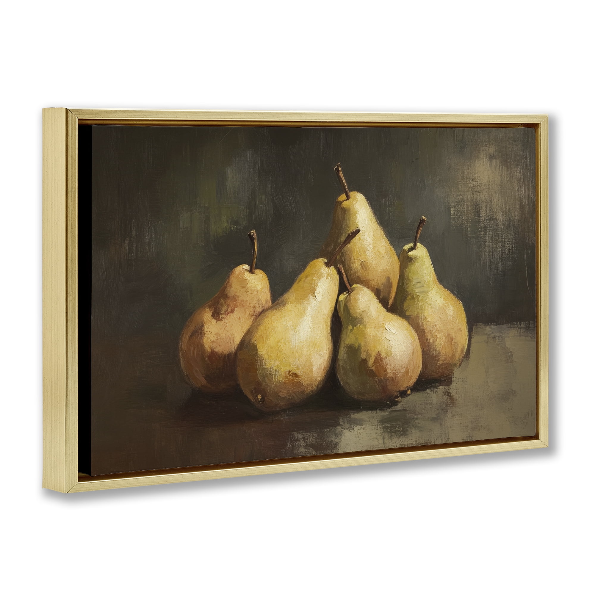 Stupell Industries Golden Pears Still Life Gold Framed Floater Canvas Wall Art, design by Petal Prints Design