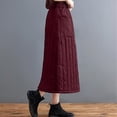 thumbnail image 4 of KHONTS Women's Winter Elastic Waist A-Line Quilted Midi Long Insulated Skirt with Pockets XL, 4 of 5