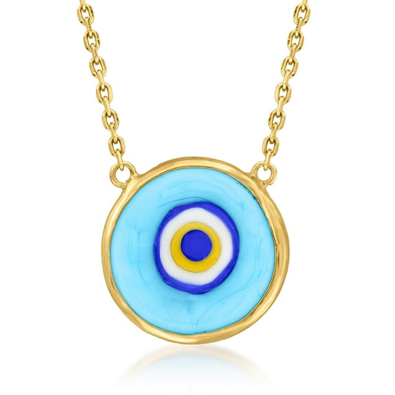 Ross-Simons Multicolored Glass Evil Eye Necklace in 18kt Gold Over Sterling, Women's, Adult