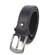 Classic Men's PU Leather Belt for Dress or Casual (S/M, BLACK)