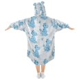 thumbnail image 2 of Wearable Blanket with Sleeves and Pocket Oversized Hooded Sweatshirt 3-14 YR Cartoon Blue Dinosaurs S, 2 of 7