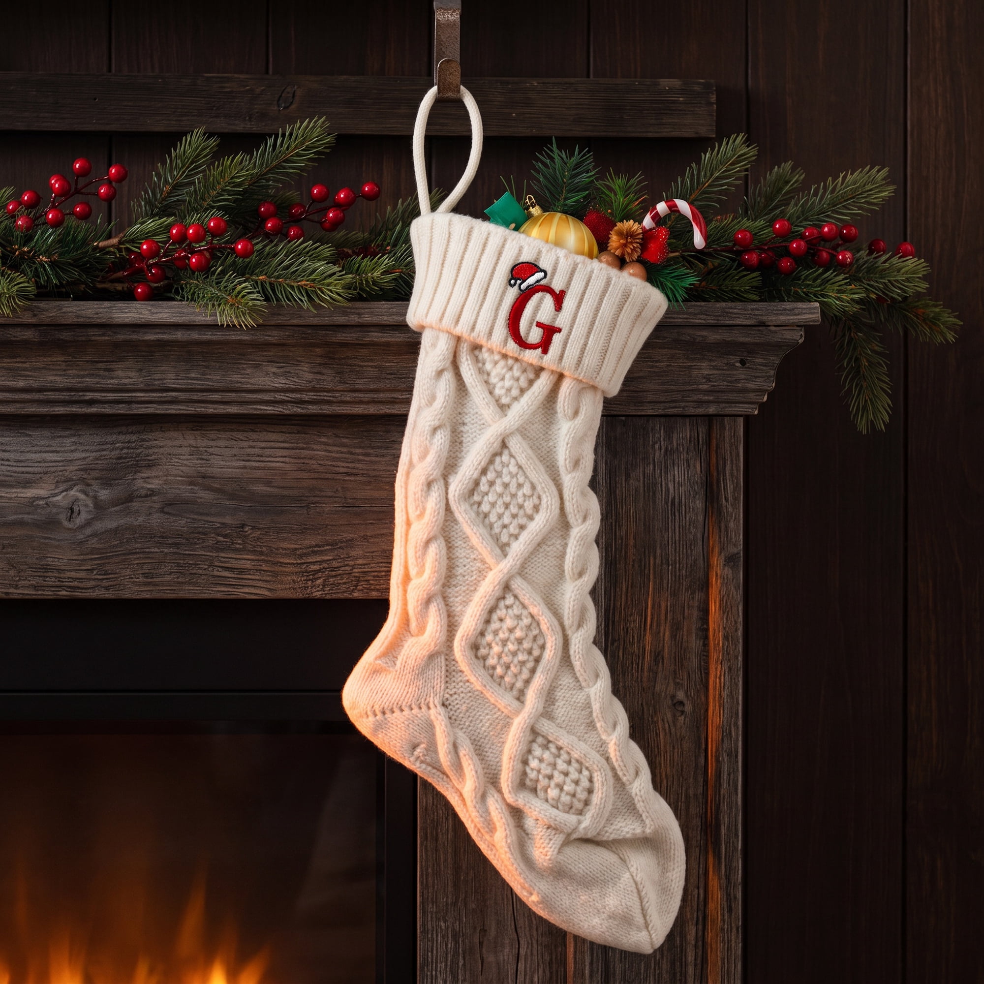 Unique Bargains Canine Bone Christmas Stocking Luxury Puppy Holiday Keepsake Sack Letter G 17"