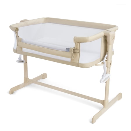 HALO BassiNest 2-in-1 Height-Adjustable Bedside Sleeper with Mattress Pad and Fitted Sheet, Oat