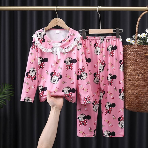 Conjunto de pijamas de princesas de Disney para niños, traje de pantalones de manga larga para niñas, nuevo encaje de estilo extranjero, conjunto de dos piezas de princesita, 12 altura 115-125cm zhangmengya CONDUJO