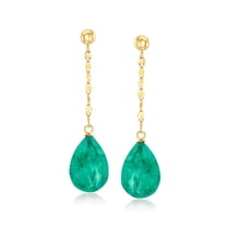 Ross-Simons 11.00 ct. t.w. Emerald Drop Earrings in 14kt Yellow Gold, Women's, Adult