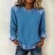 thumbnail image 2 of Camisetas de Manga Larga para las Mujeres Loose Fit Color Sólido Blusa de Cuello Redondo Top Suave Casual, 2 of 6