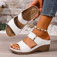 thumbnail image 3 of Rokment Orthotic Arch Support Platform Wedge Sandals for Women Ladies 2026 Fashion Comfortable Leather Fish Mouth Open Toe High Heels Dressy Slides Beach Casual Dress Slip on Summer Shoes A Size 6, 3 of 6
