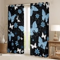 thumbnail image 2 of Feelyou Dreamy Blue Butterfly Curtains Pack of 2 (42x84 Each), Cartoon Groovy Floral Curtains Blackout, Teens Kids Girls Women Bedroom Curtains, Window Curtains Bedroom Decor, 2 of 6