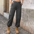 thumbnail image 5 of Jeans for Women Casual Lightweight Elastic Waist Stretchy Pants Summer Trouses with Pockets Gray XL, 5 of 7