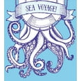 thumbnail image 3 of Octopus Duvet Cover Set, Octopus and in Vintage Style with Lettering Sea Voyage Illustration, Decorative 2 Piece Bedding Set with 1 Pillow Shams, Twin Size, Purple Blue, by Ambesonne, 3 of 3