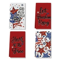 Sm:)e Star God Bless America Let Freedom Ring 4th of July Kitchen Dish Towels Set of 4 18x26 Inch, Red, Soft & Absorbent Patriotic Independence Day Washcloth