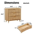 thumbnail image 2 of EHANCIS Oak Mid Century Modern Nightstand, 3 Drawer Fluted Wooden Bedside Table with Metal Handles, Storage Side Cabinet for Bedroom Living Room Hallway(Set of 2), 2 of 7