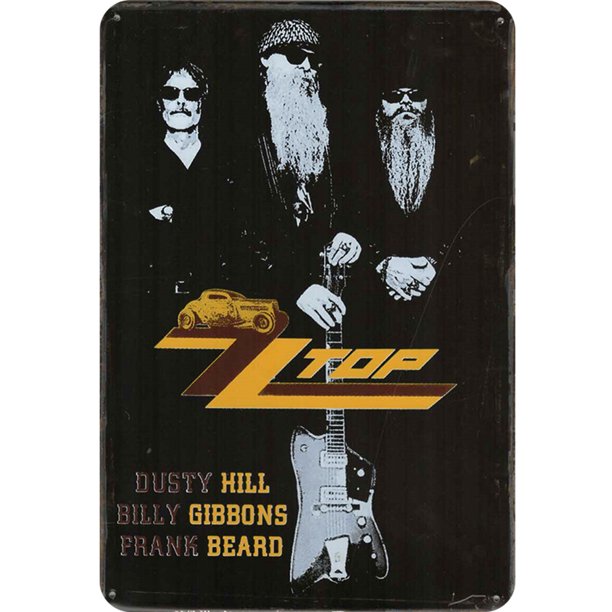 Placa Metal Vintage Banda ZZTOP Pintura Hierro Rectangular Arte La Pared 20x30cm