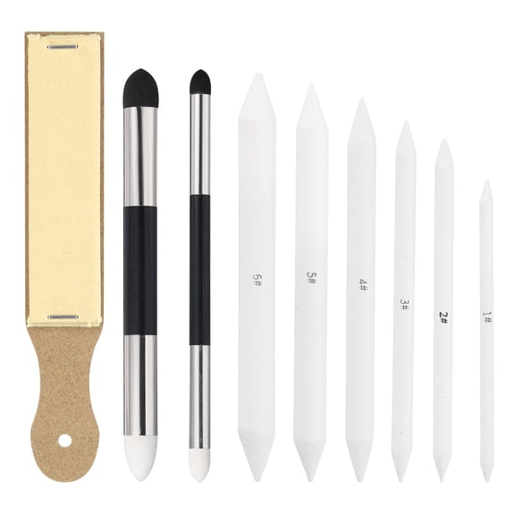 Blending Stumps for Drawing Set, Tortillions Paper Art Blenders Sticks Blending Sponge Pens Sketch Drawing Tools with Sandpaper Pencil Sharpener for Artist Charcoal Sketch