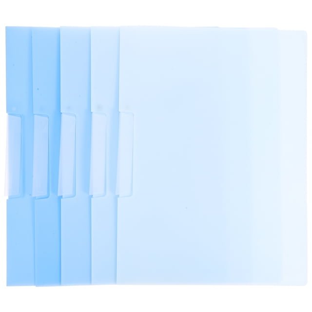 KAKOWELY 5pcs A4 Rotating Side Open Buckle File Folder Clipboard Heavy Duty Document Organizer with Snap Button Plastic Blue Project Folders Clear Pockets for School Home Office Travel