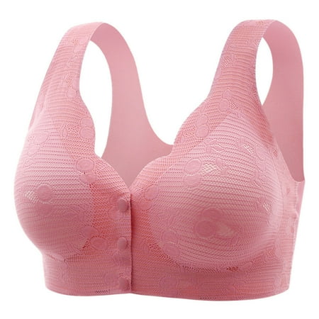 Virmaxy Women s Plus Size Stainless Steel Circle Backless Thin Gathering Underwear Daily Bra Color Comfortable Hollow Out Perspective Bra Underwear No Rims Pink-B XXL