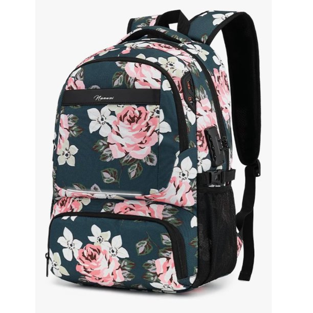 Mochila De Almuerzo Antirrobo Impermeable A Portátil 15,6i Peonía Diseño de la tela Oxford