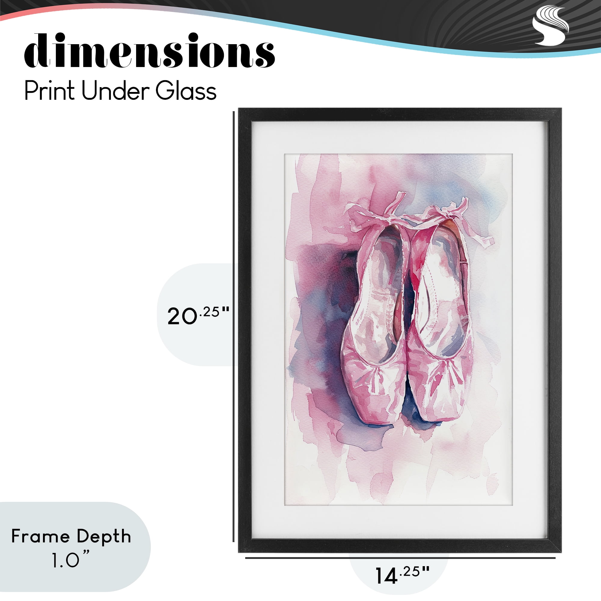 Stupell Industries Blush Ballet Slippers Black Framed Print Under Glass, design by Ray Powers