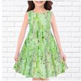 thumbnail image 2 of AJTQTH Sundress for Girls Round Neck Sleeveless Cute Striped Colorblocked Gowns Frocks Stylish Tunic Flowy Midi Dress Summer Casual Slim Fit Clothes for Party School Green 13 Years, 2 of 3