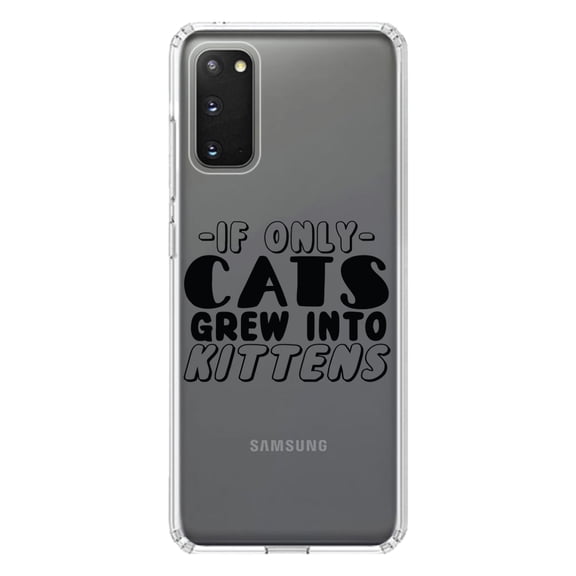 DistinctInk Clear Shockproof Hybrid Case for Galaxy S20 / S20 5G (6.2" Screen) - TPU Bumper Acrylic Back Tempered Glass Screen Protector - If Only Cats Grew Into Kittens