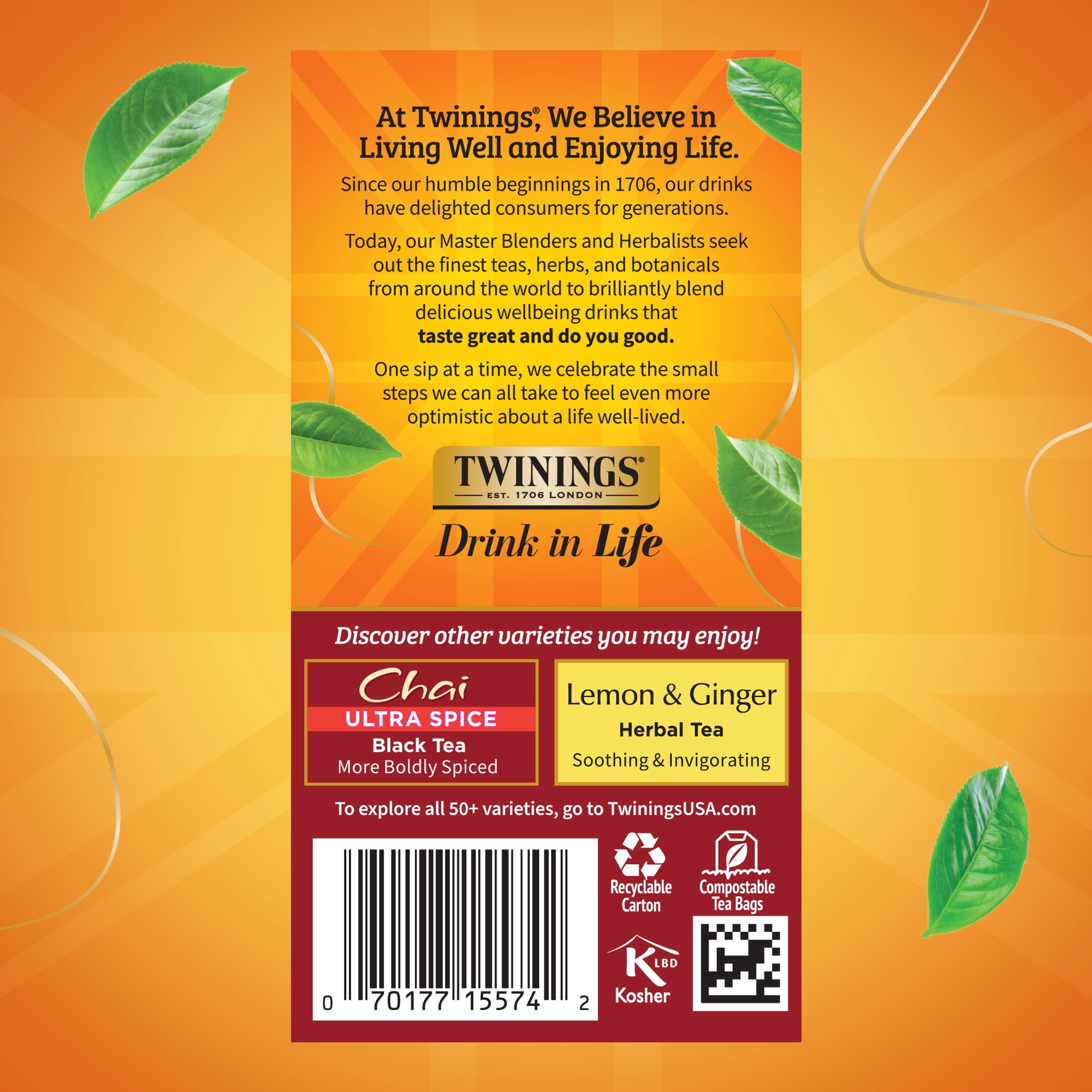 (4 pack) Twinings Chai Spiced Black Tea Bags, 20 Count Box