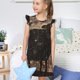 thumbnail image 4 of Balery Starry Night Black Sheep Camisón de princesa para niñas, pijama de algodón con mangas abullonadas, suave y bonito.-Medium, 4 of 6