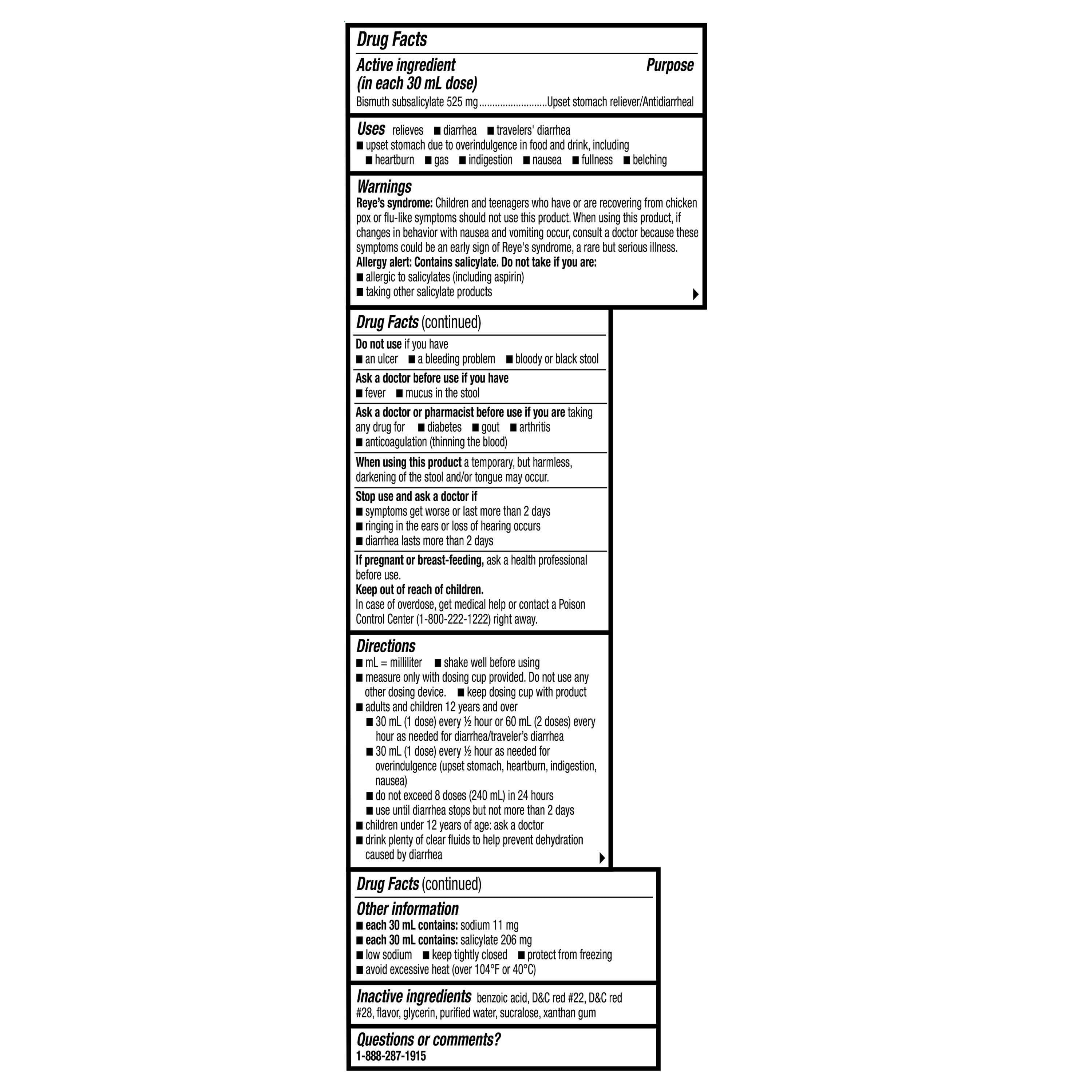Equate Bismuth Liquid, Mulit Symptom Relief for Upset Stomach Reliever and Antidiarrheal, 525mg, Cherry flavor, 16 fl oz, Compare to Pepto-Bismol Active Ingredient