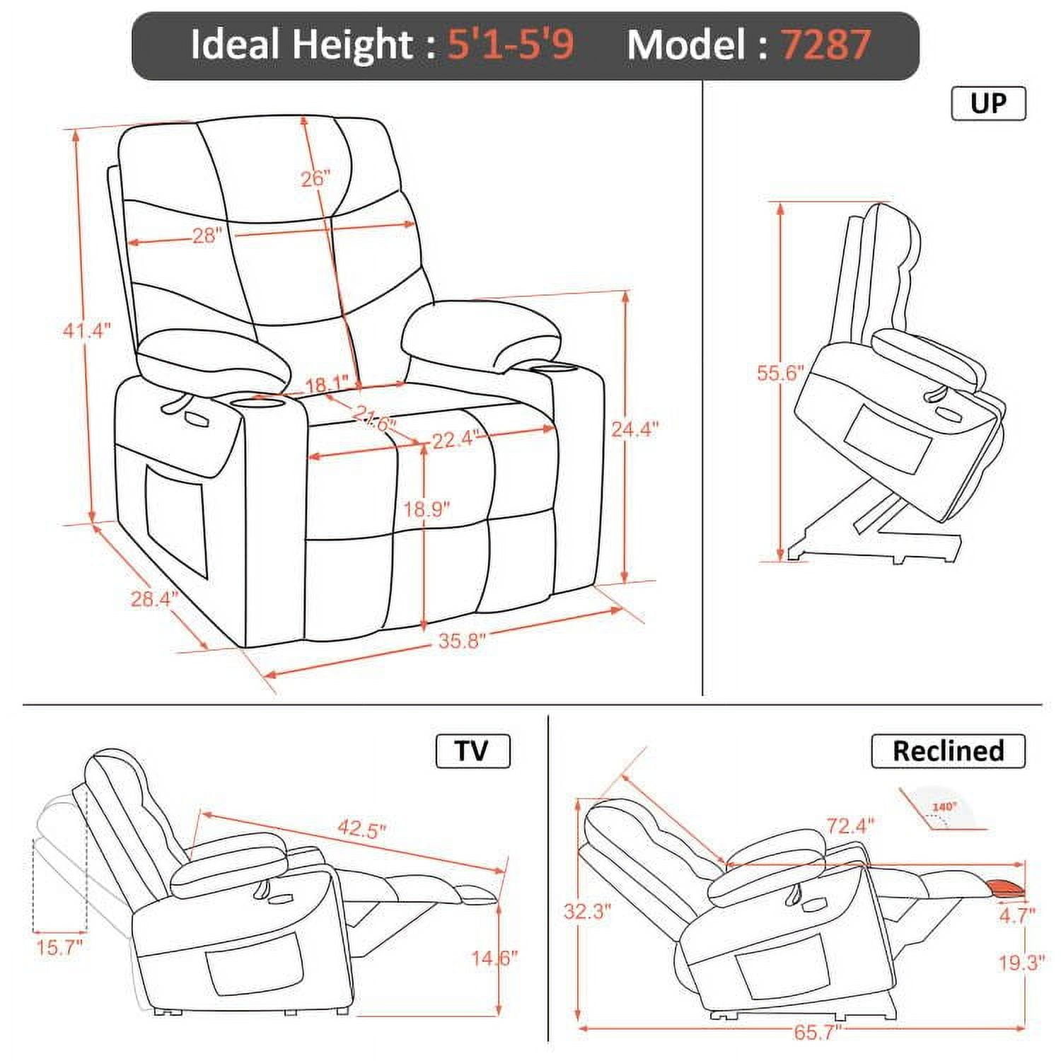 MCombo Power Lift Recliner Chair with Extended Footrest for Elderly, Faux Leather(Black)